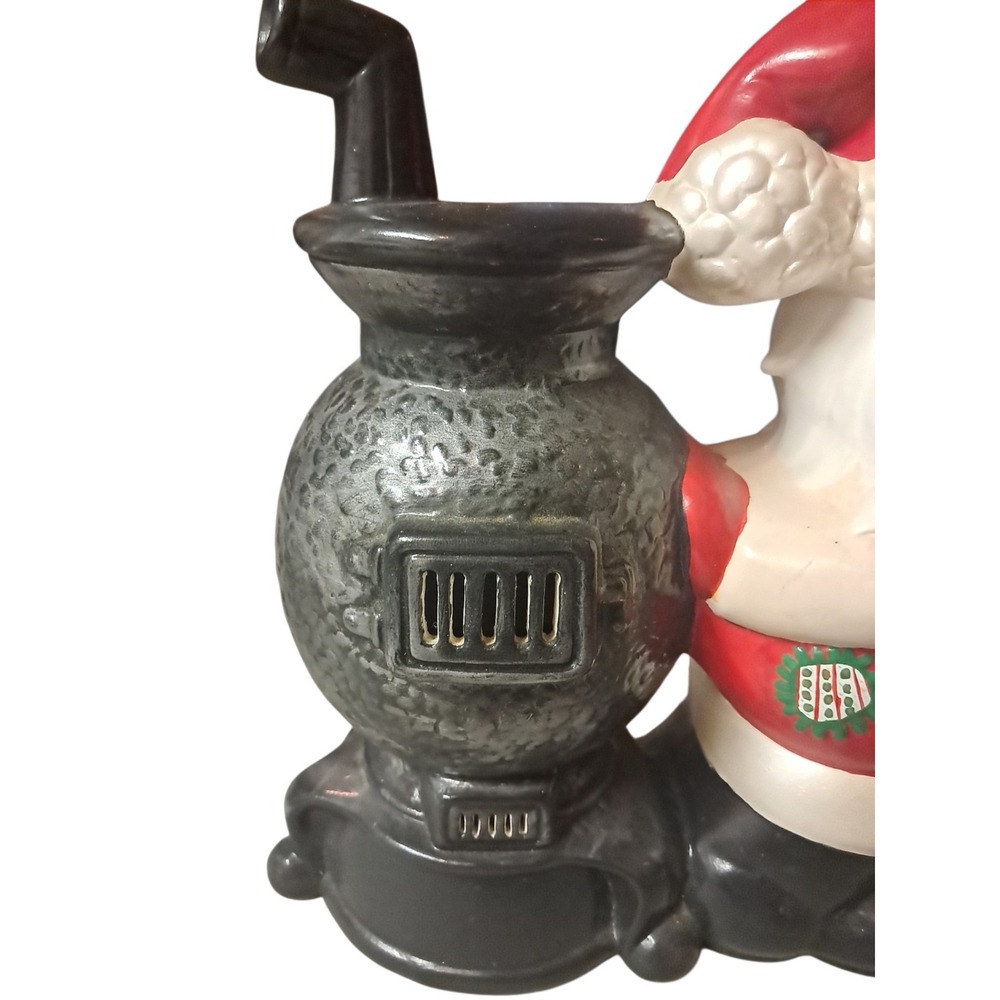Vtg 1985 Ceramic Santa w Potbelly  Coal Stove Hand Painted Christmas 10.5" Tall - Picture 7 of 13